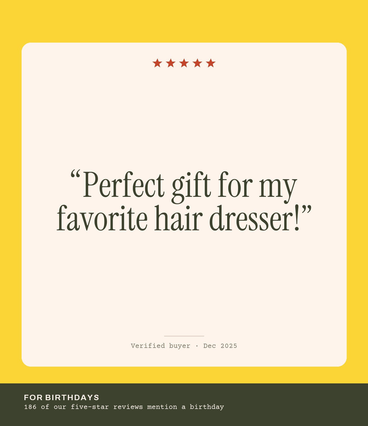 Verified buyer review: Perfect gift for my favorite hair dresser!