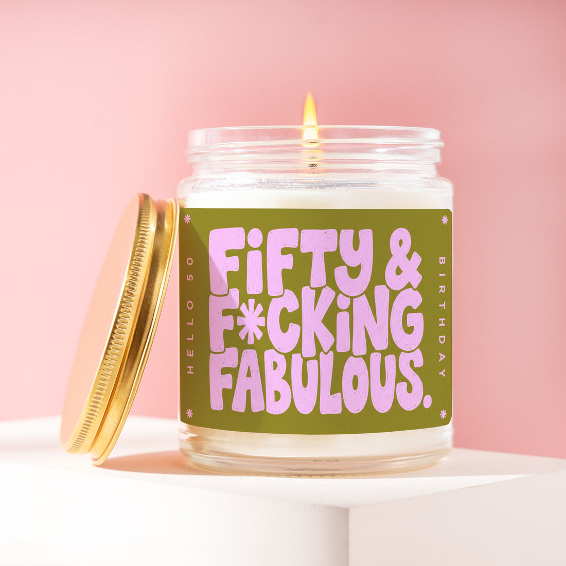Hello 50 Candle, Fiftieth Birthday Gift for Mom, Fifty & F*cking Fabulous, Aunt Turning Half a Century, Funny Bday Present, Coworker R319