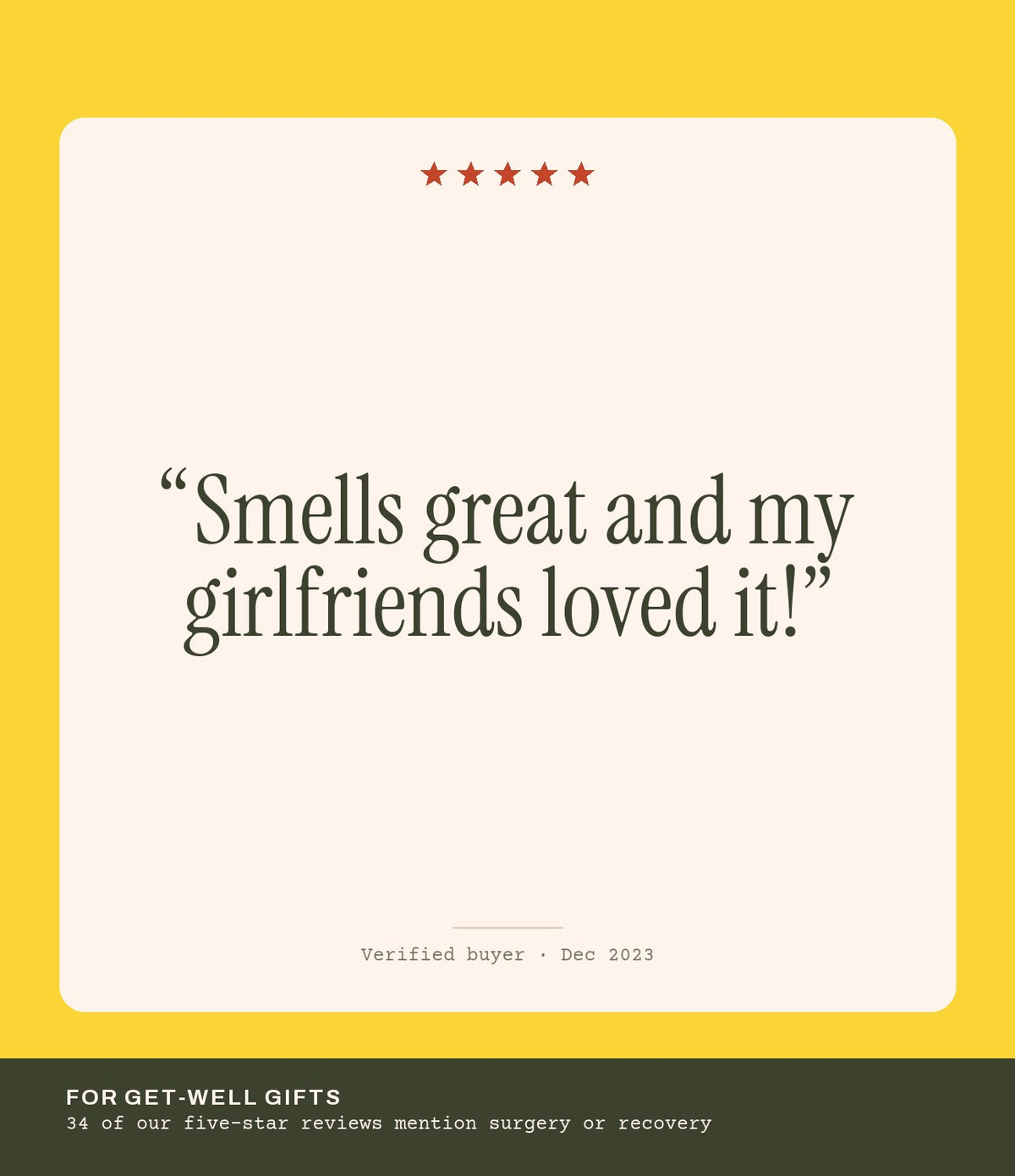 Verified buyer review: Smells great and my girlfriends loved it!