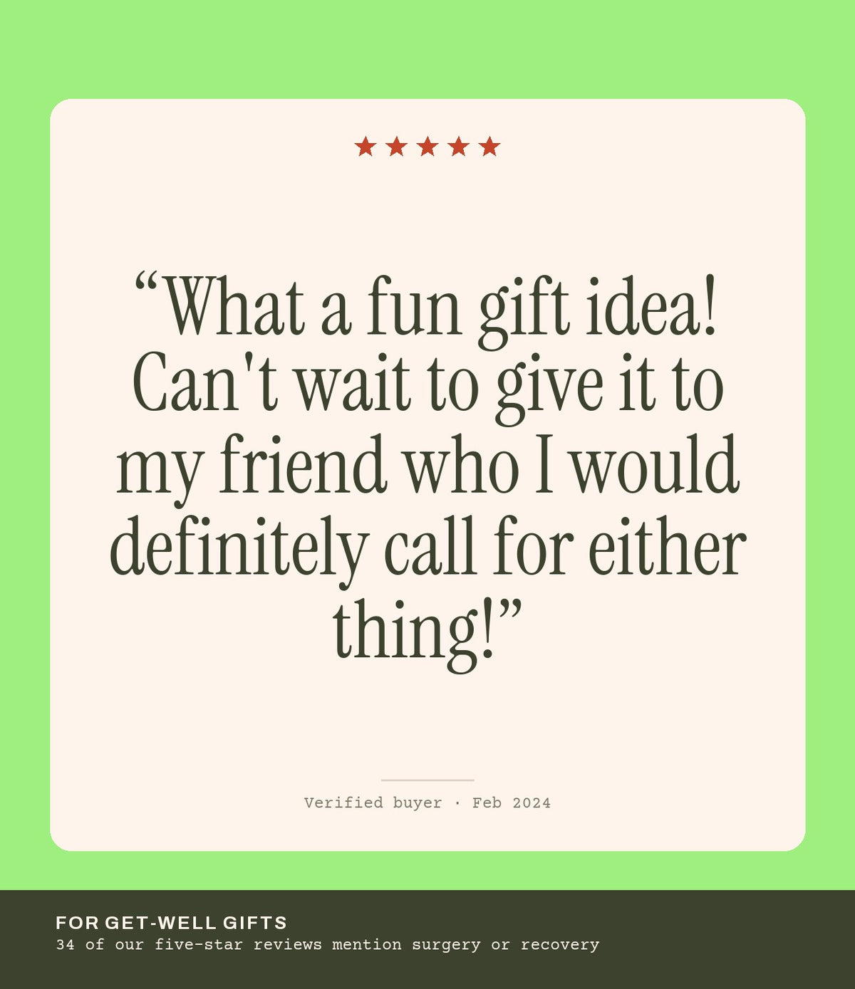 Verified buyer review: What a fun gift idea! Can't wait to give it to my friend who I would definitely call for either thing!
