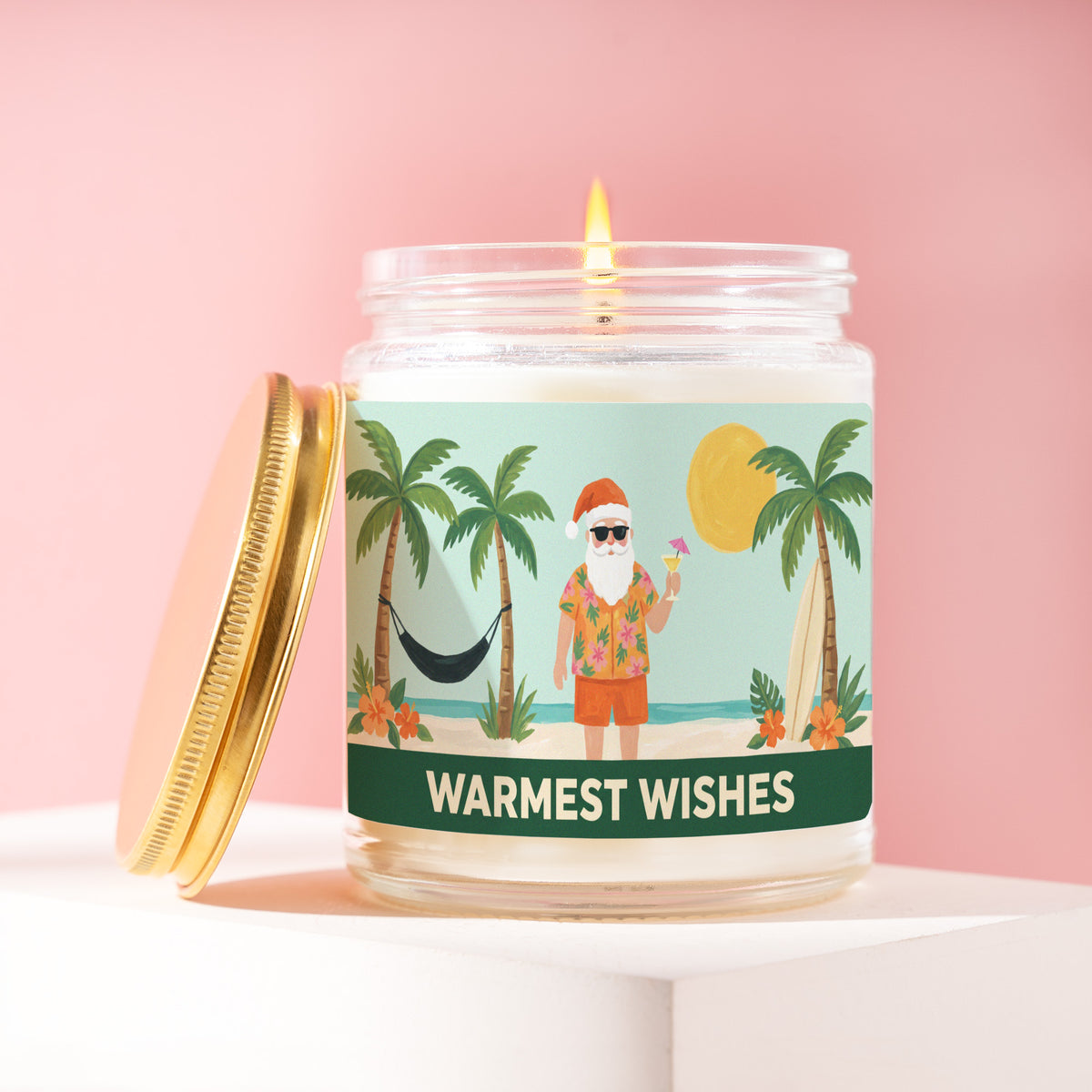 Warmest Wishes 9 oz soy candle with a brushed gold lid by James Wax