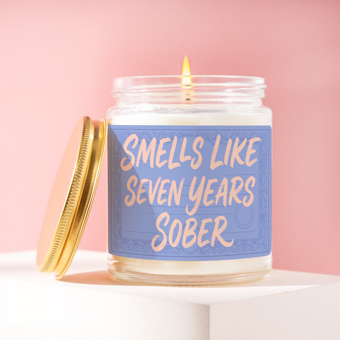 Sobriety Anniversary Gift for Her, Smells Like Seven Years Sober Candle, 7th Recovery Milestone Present for Women, Proud of You Gift R495