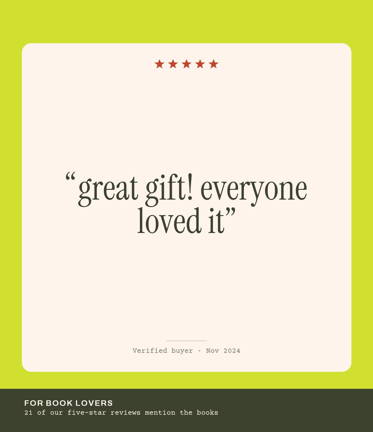 Verified buyer review: great gift! everyone loved it
