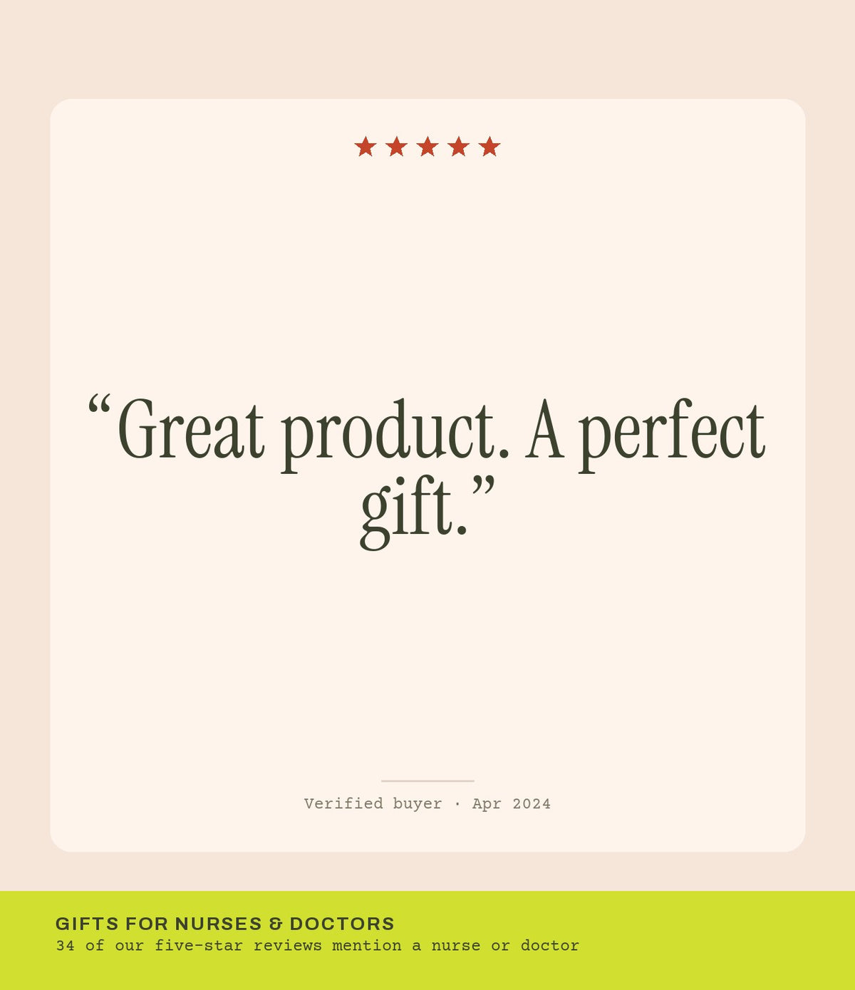 Verified buyer review: Great product. A perfect gift.