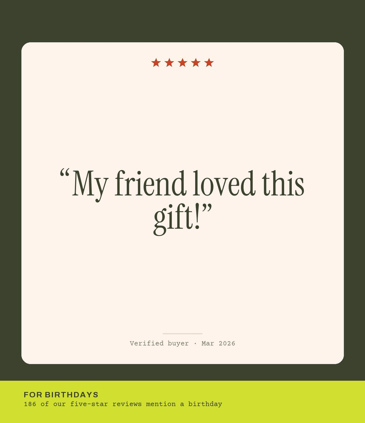 Verified buyer review: My friend loved this gift!
