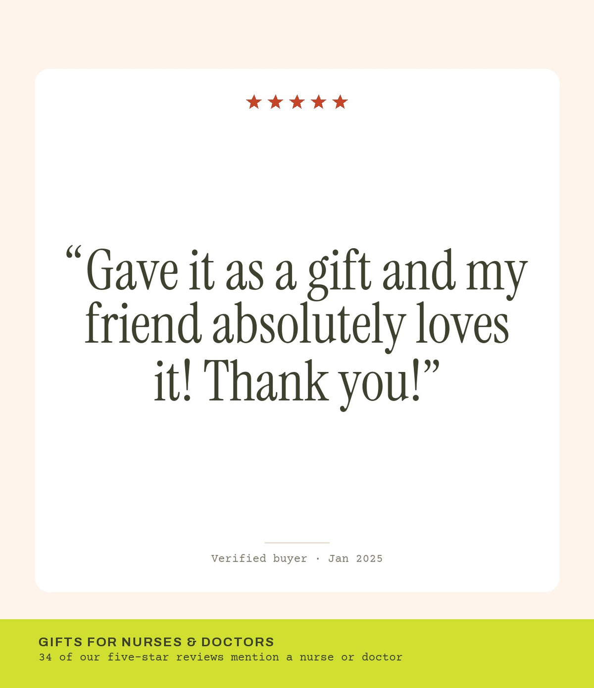 Verified buyer review: Gave it as a gift and my friend absolutely loves it! Thank you!