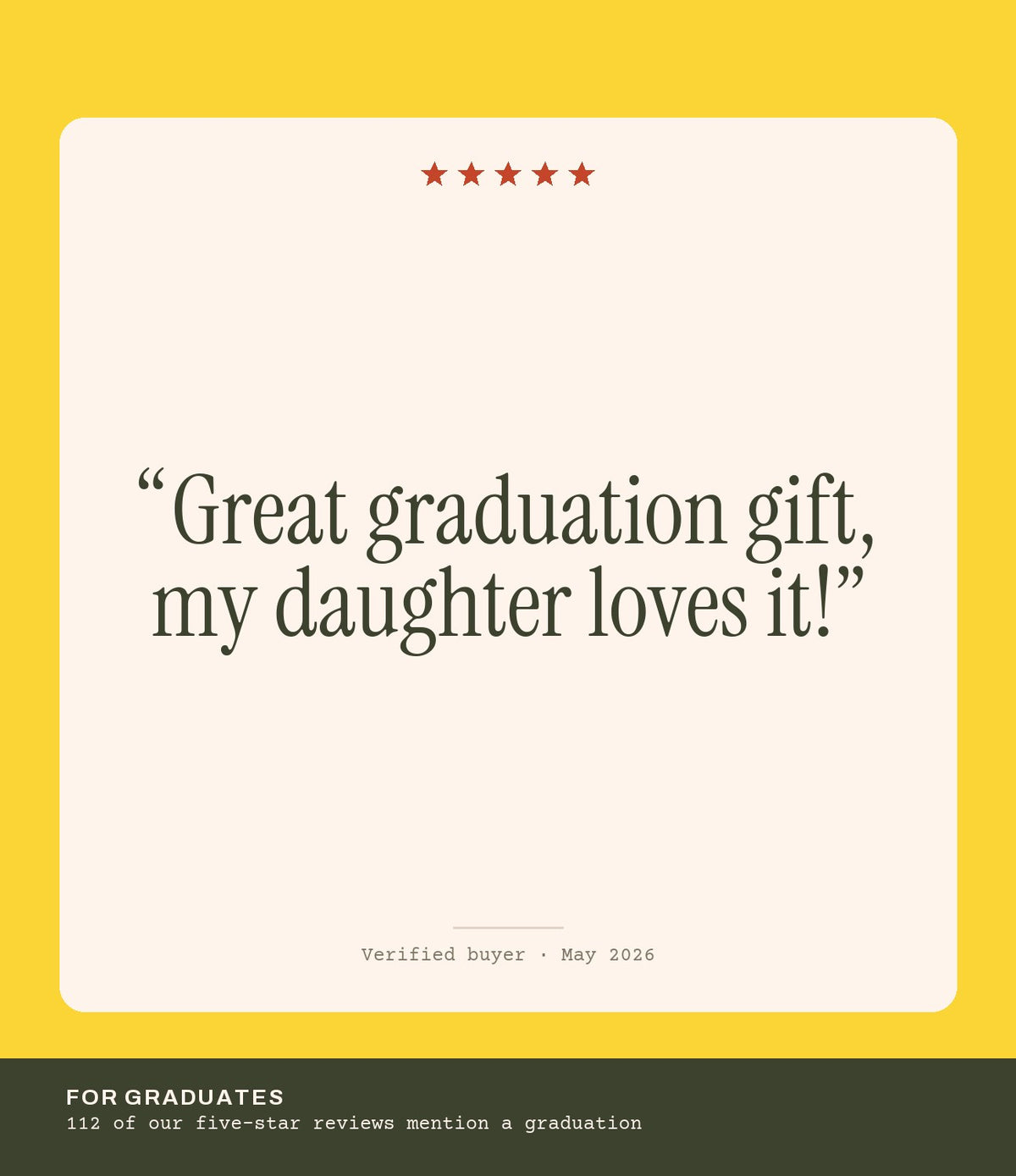 Verified buyer review: Great graduation gift, my daughter loves it!