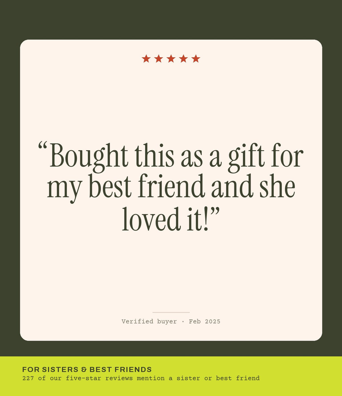 Verified buyer review: Bought this as a gift for my best friend and she loved it!