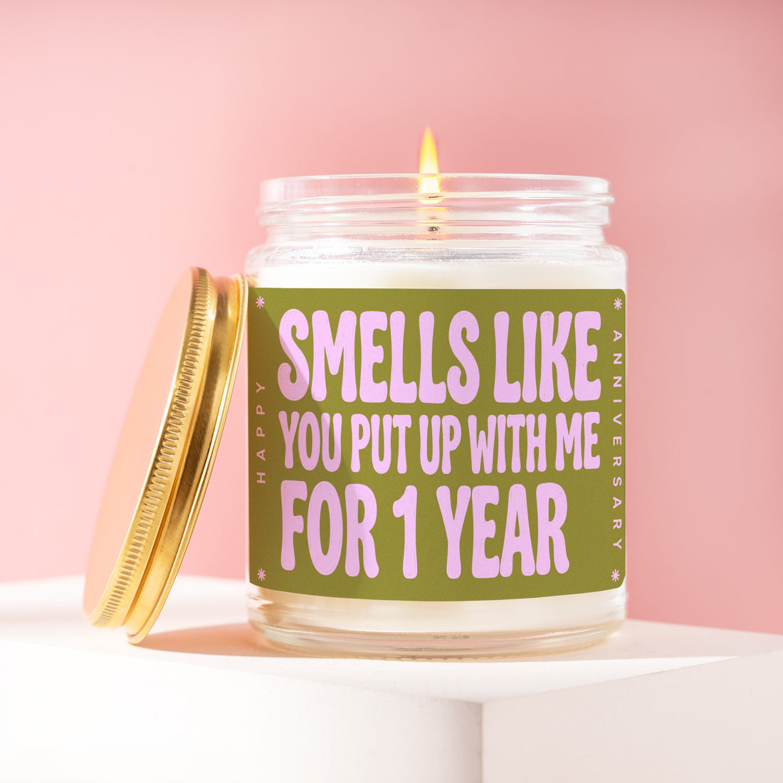 1st Anniversary Gift for Husband, You Put Up With Me for 1 Year Candle, Funny Paper Wedding Present from Wife, Hubby Anniversary Gift R444