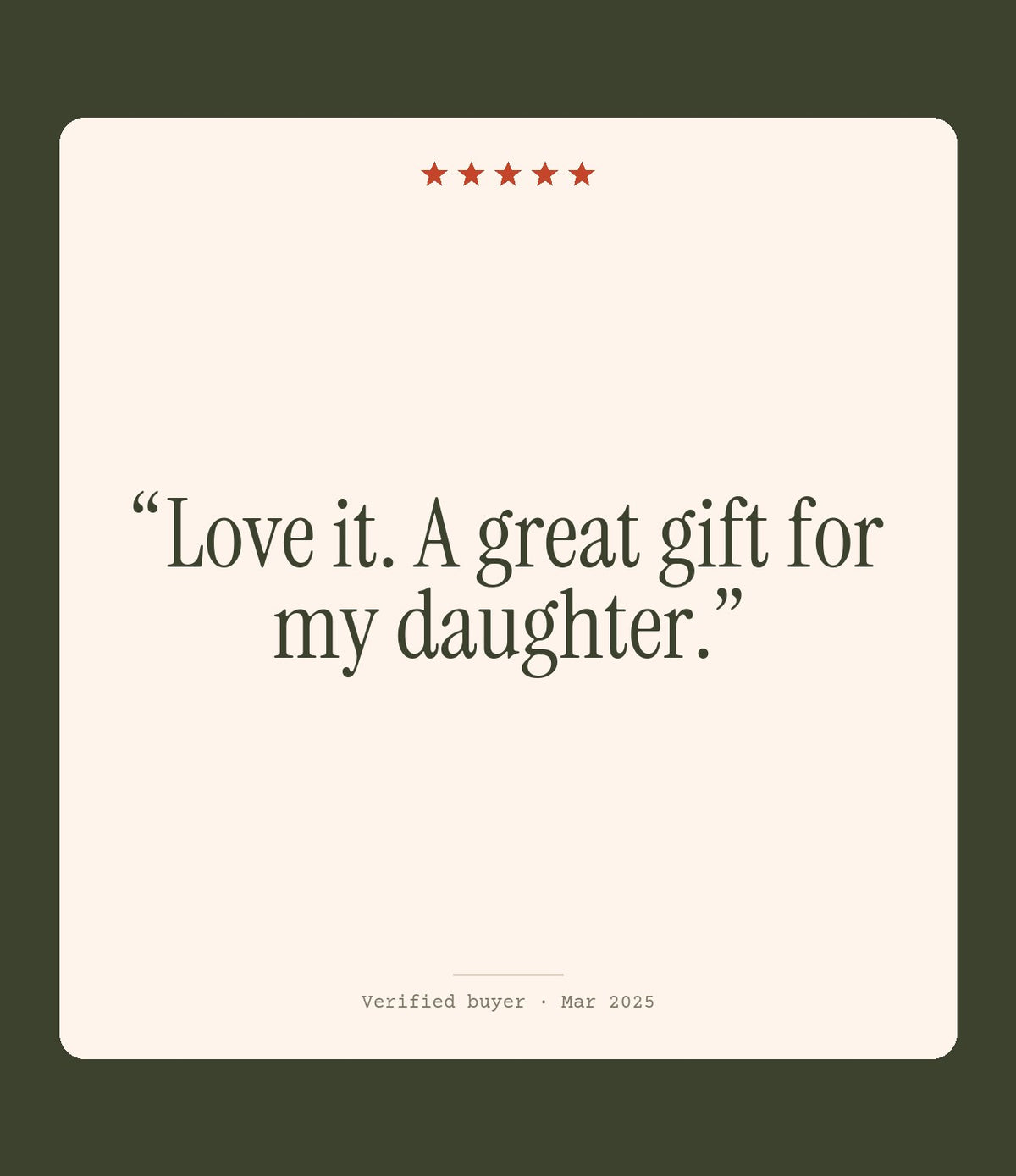 Verified buyer review: Love it. A great gift for my daughter.