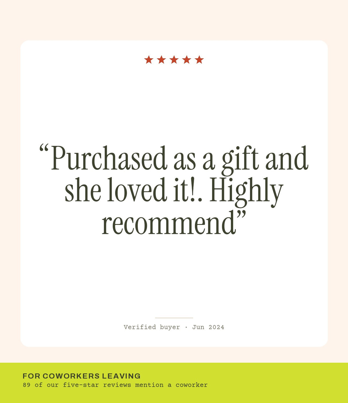 Verified buyer review: Purchased as a gift and she loved it!. Highly recommend
