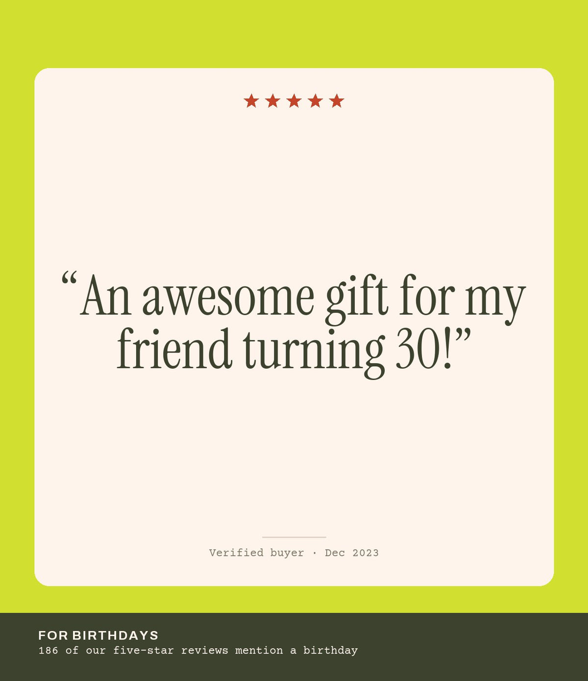 Verified buyer review: An awesome gift for my friend turning 30!