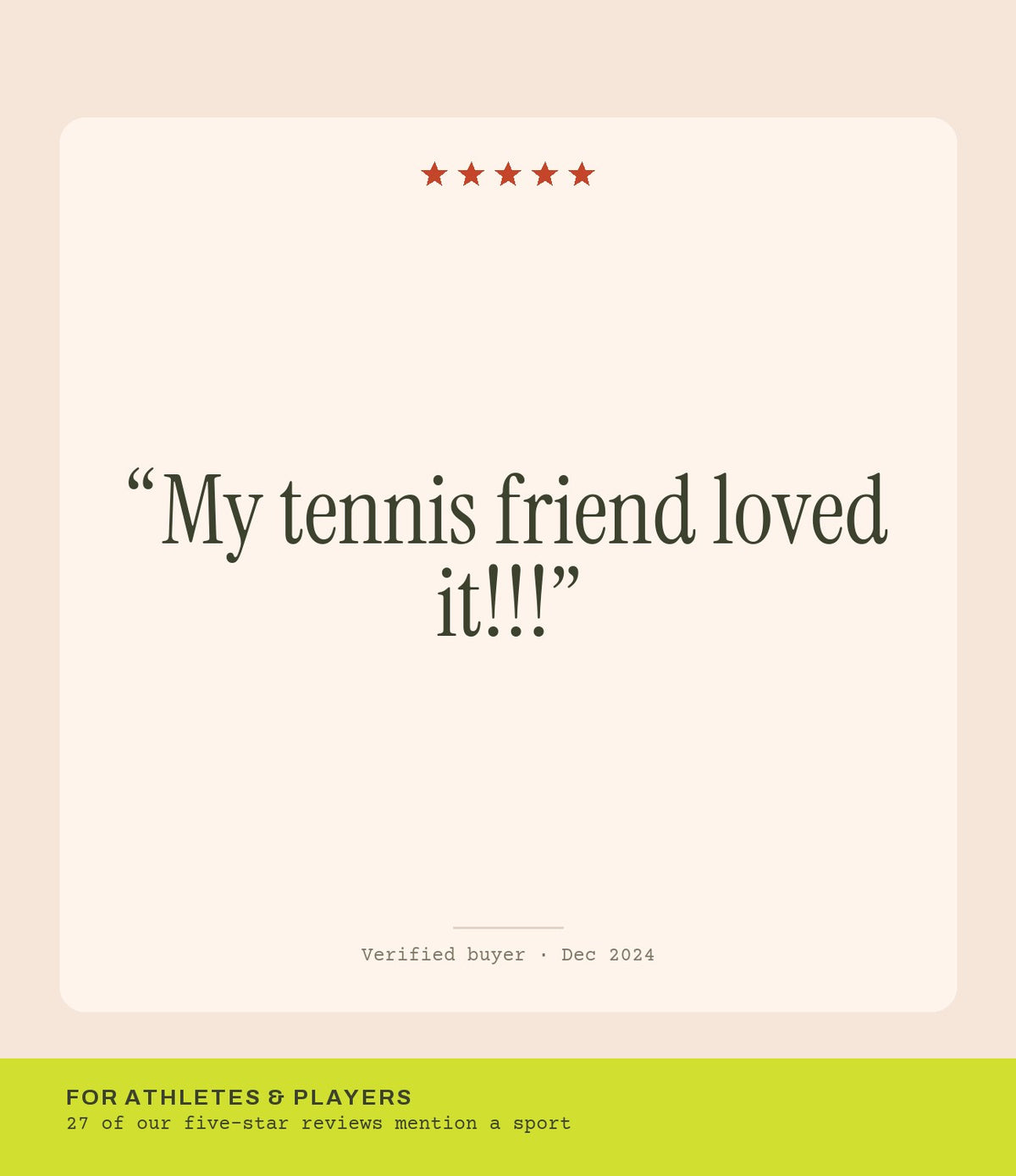 Verified buyer review: My tennis friend loved it!!!