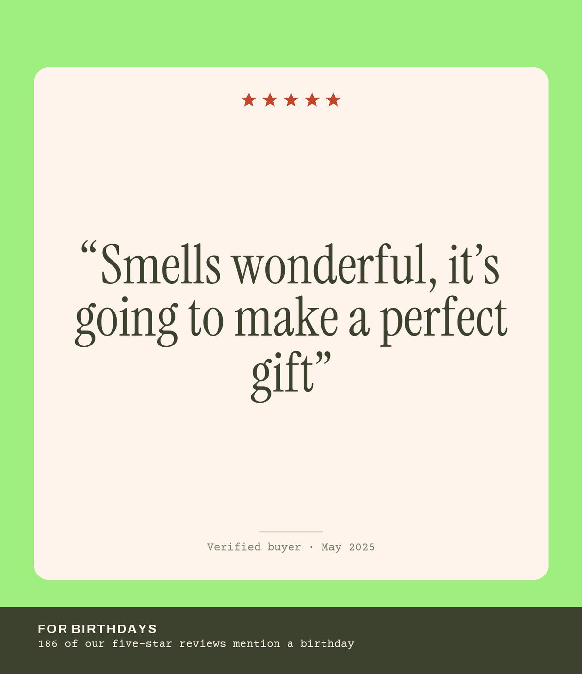 Verified buyer review: Smells wonderful, it’s going to make a perfect gift