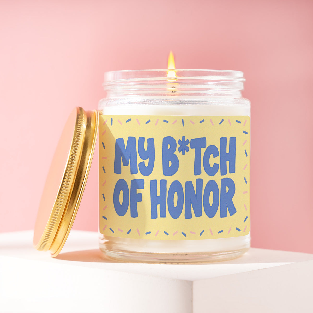 My B*tch Of Honor 9 oz soy candle with a brushed gold lid by James Wax