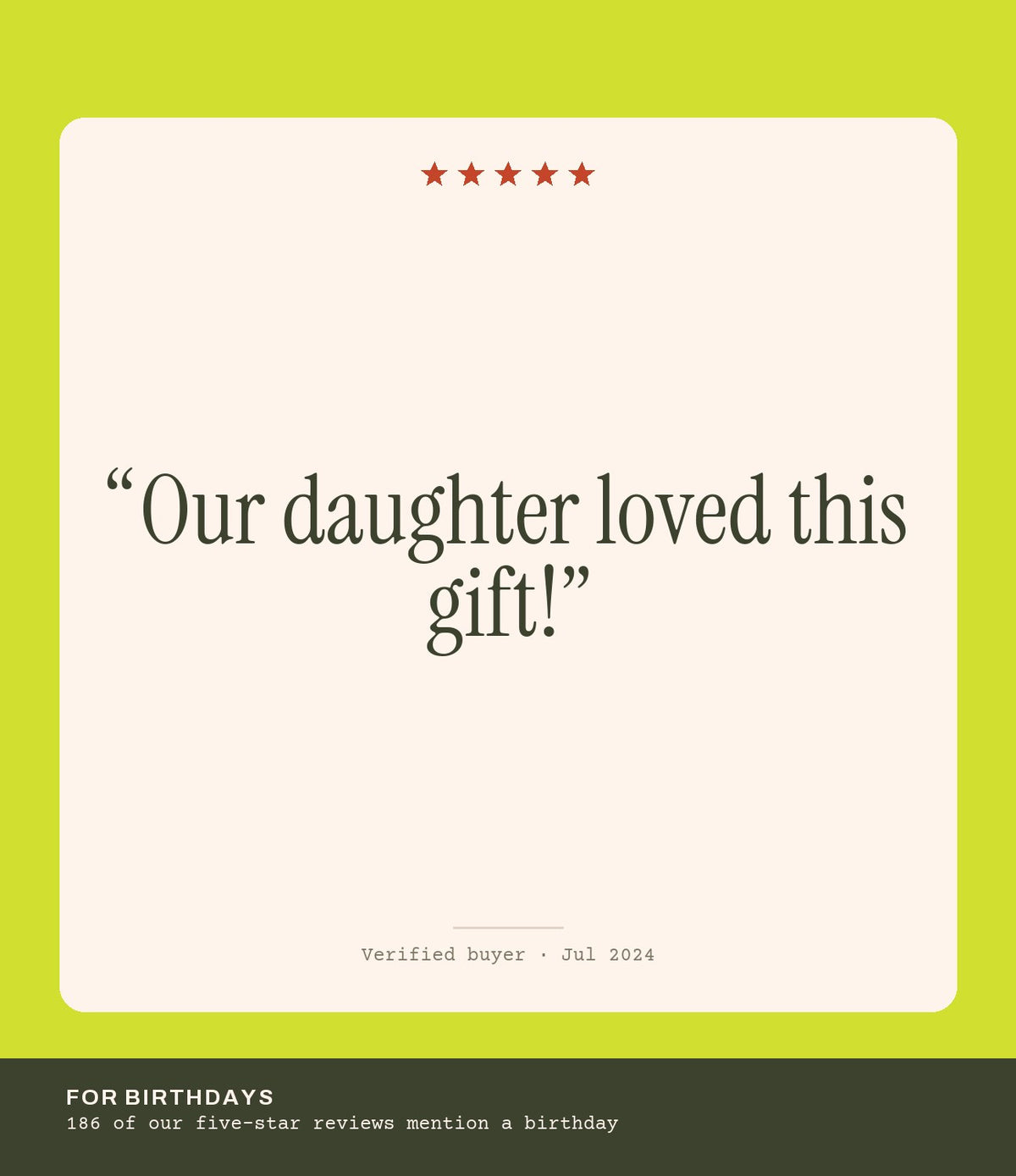 Verified buyer review: Our daughter loved this gift!