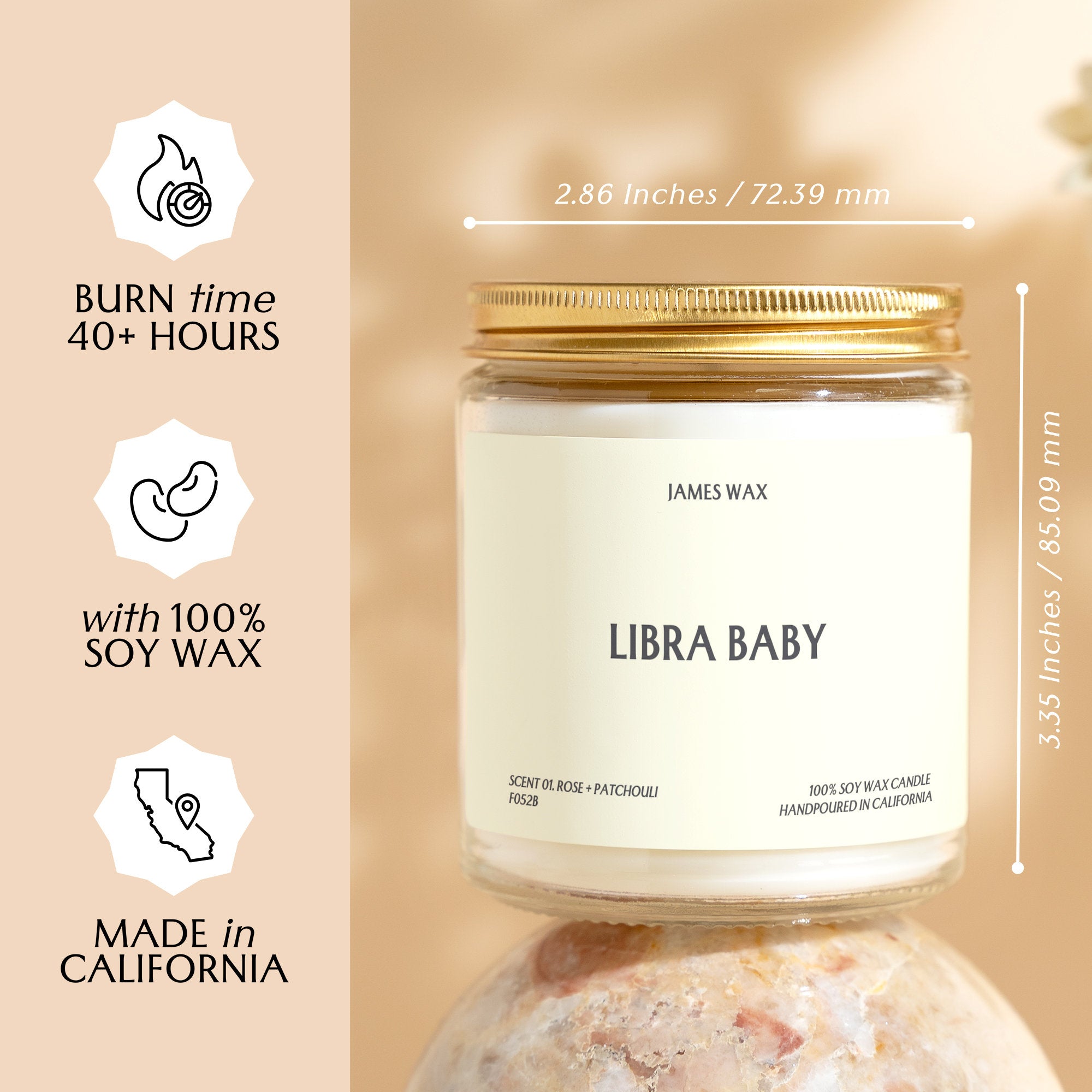 a jar of libra baby wax sitting on top of a table