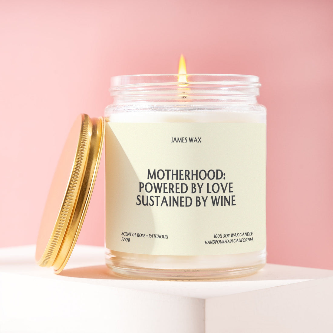 Mom Gift Motherhood: Powered by Love Sustained by Wine Candle Love and Wine Gifts Powered by Love Candle F777B
