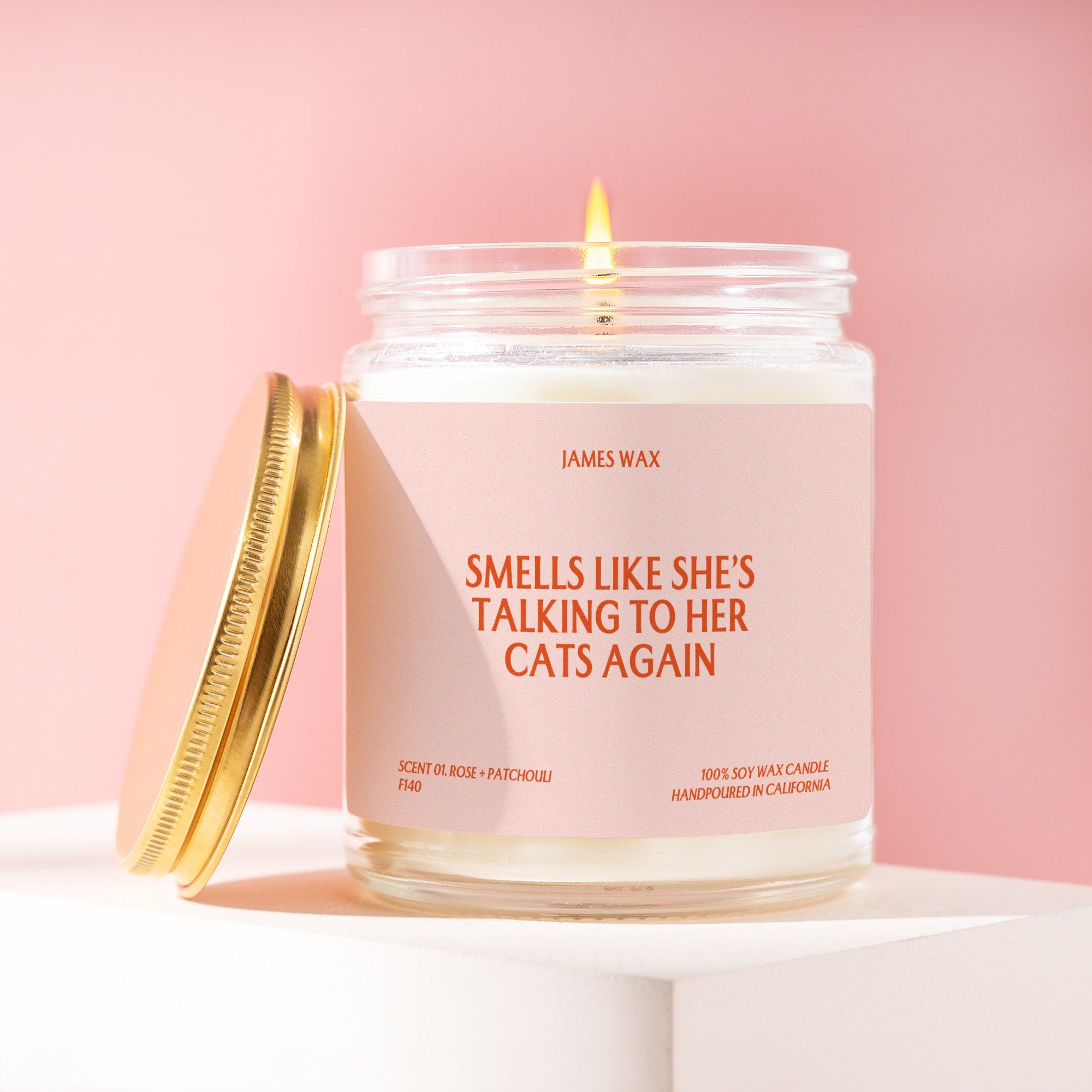 a jar of candles that says smells like she&#39;s talking to her cats again