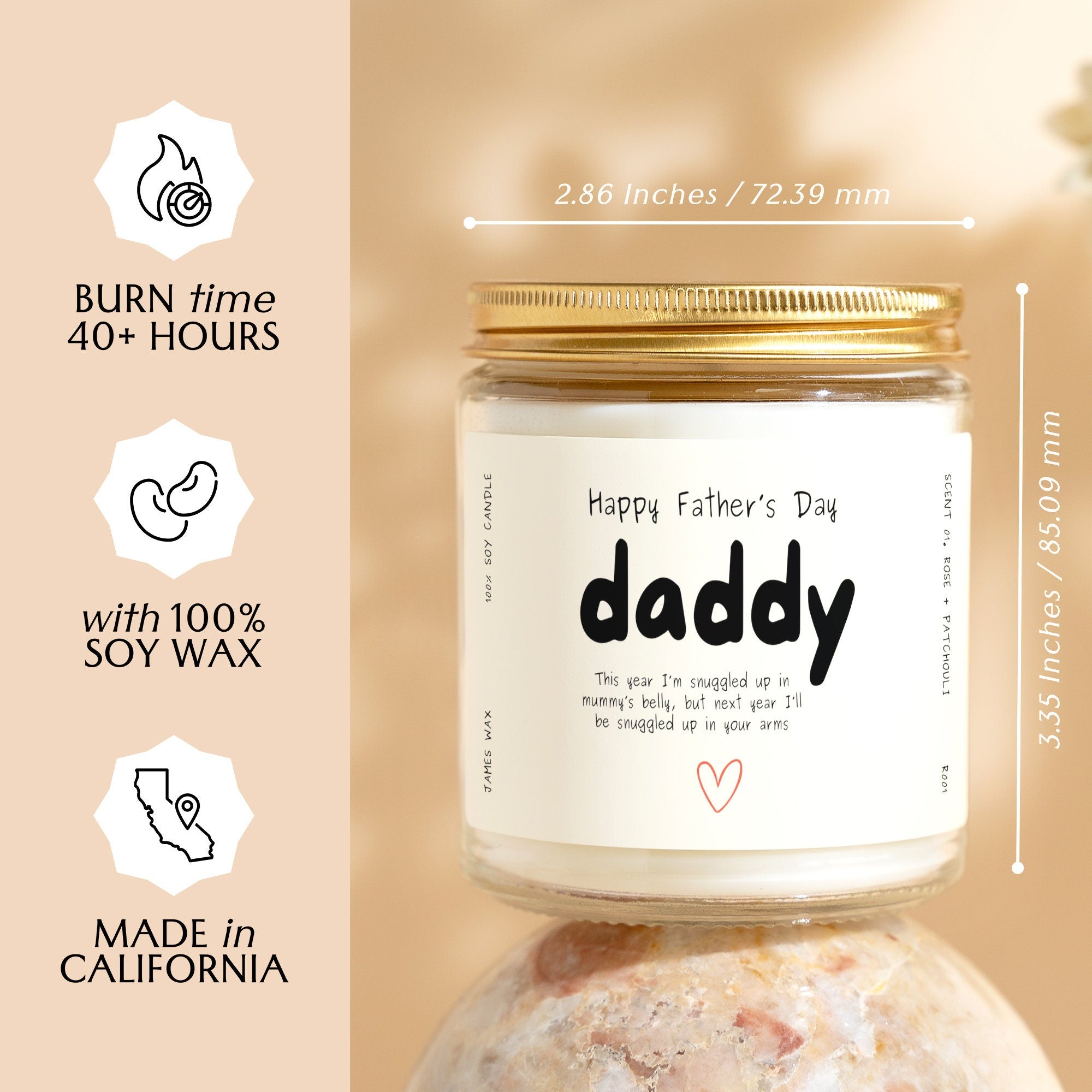 Fathers Day Gift Happy Fathers Day Snuggled Up in Mummy’s s Belly Candle For Dad R001