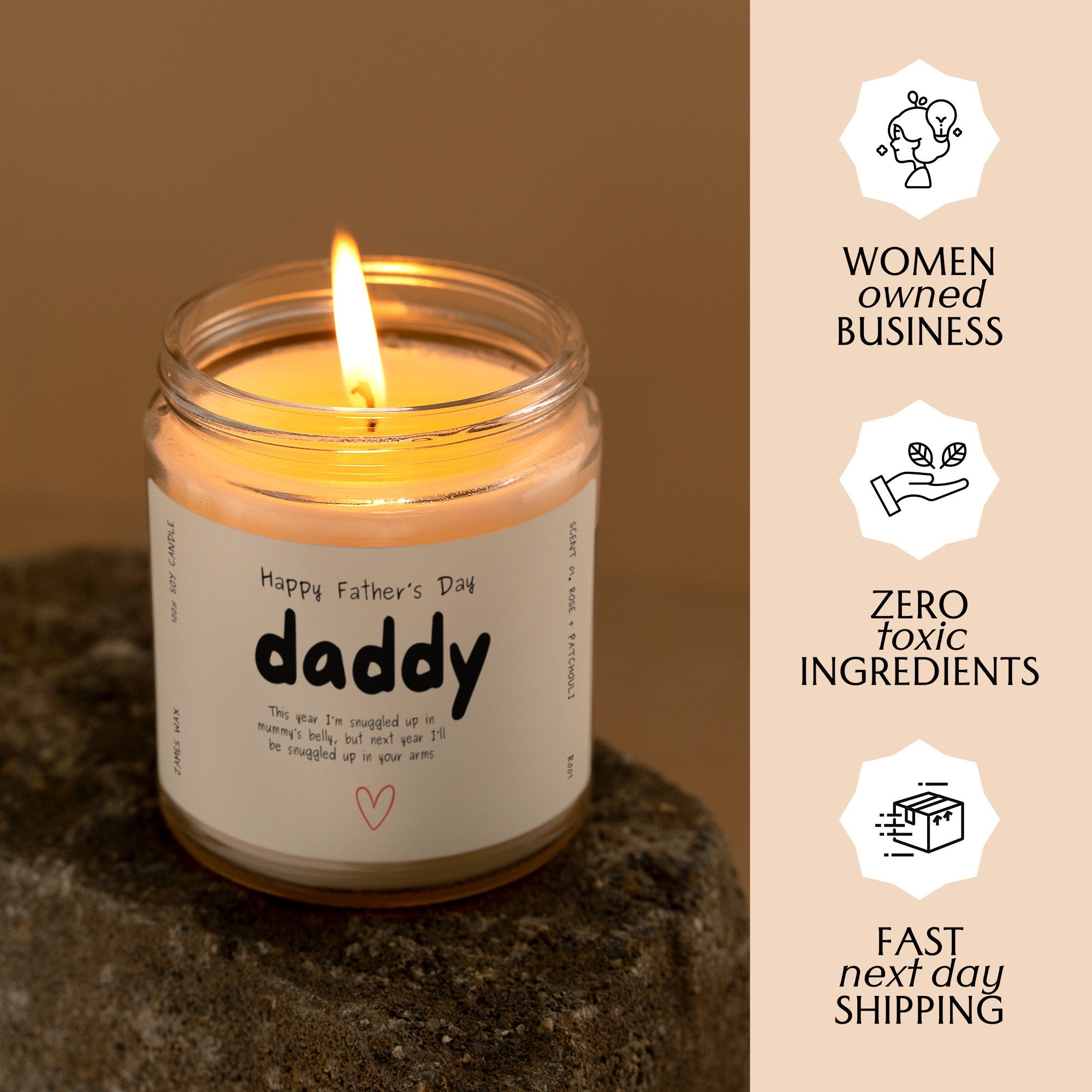 Fathers Day Gift Happy Fathers Day Snuggled Up in Mummy’s s Belly Candle For Dad R001