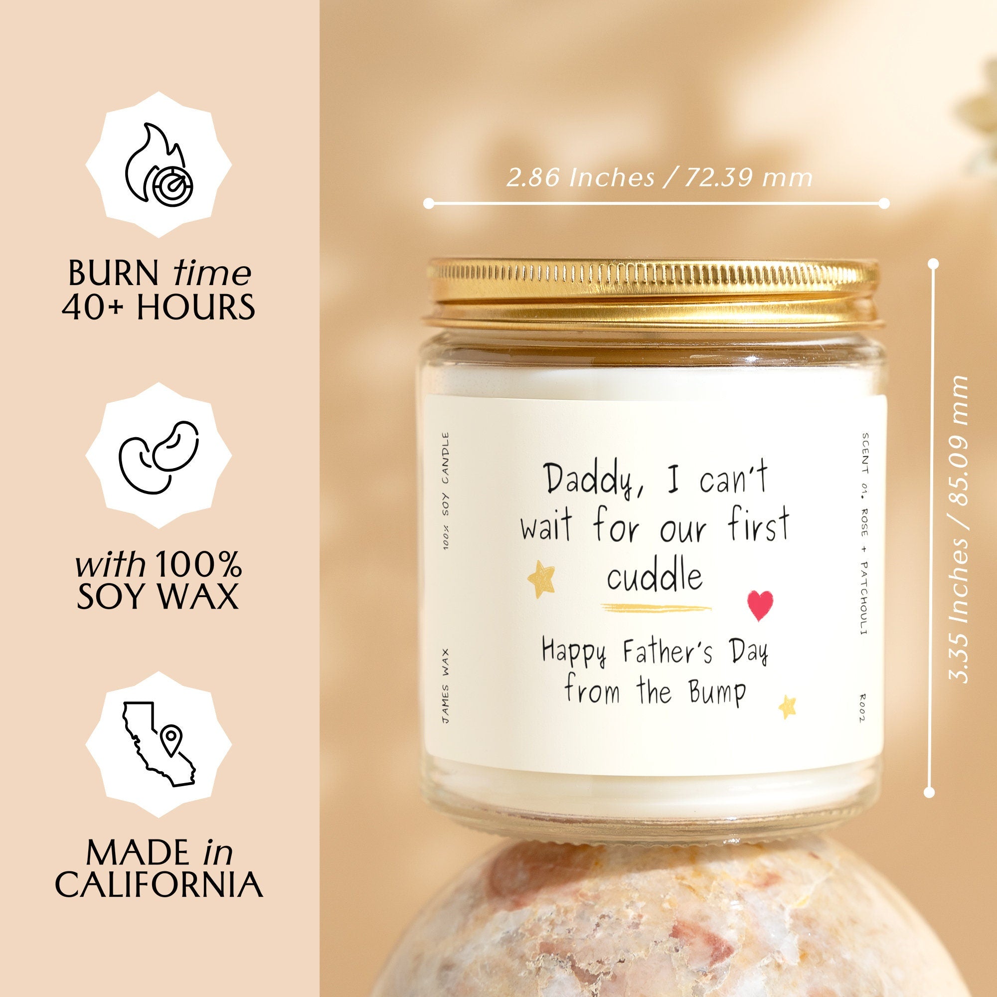 Fathers Day Gift Daddy I Can’t Wait for Our First Cuddle Candle Happy Fathers Day from the Bump For Dad R002