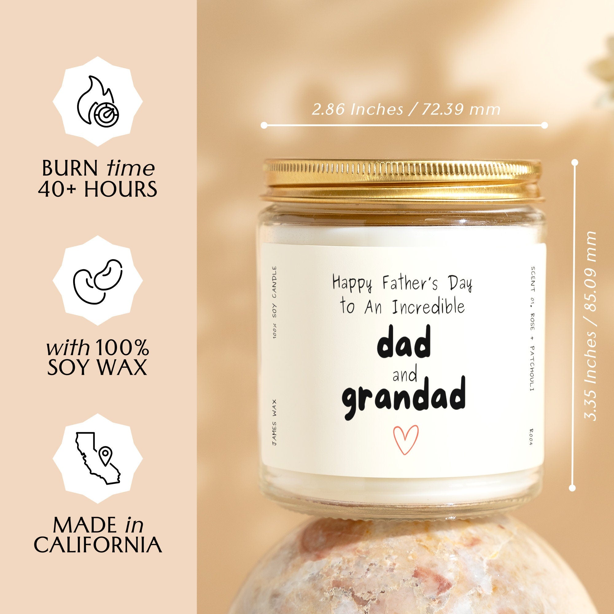 Fathers Day Gift Happy Fathers Day to An Incredible Dad Grandad Candle For Dad or Grandad R004