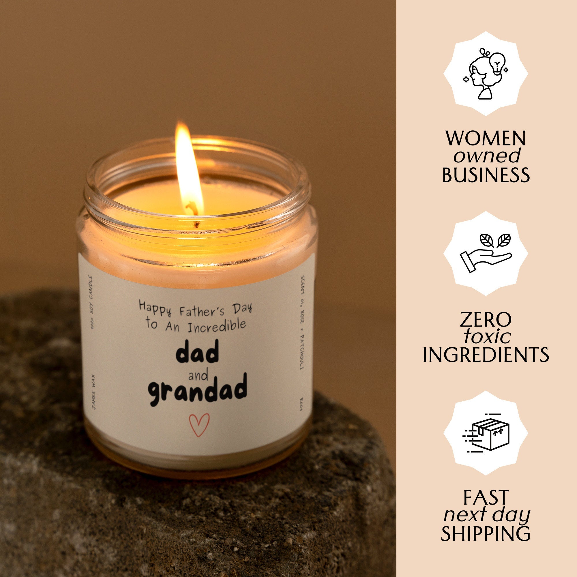 Fathers Day Gift Happy Fathers Day to An Incredible Dad Grandad Candle For Dad or Grandad R004