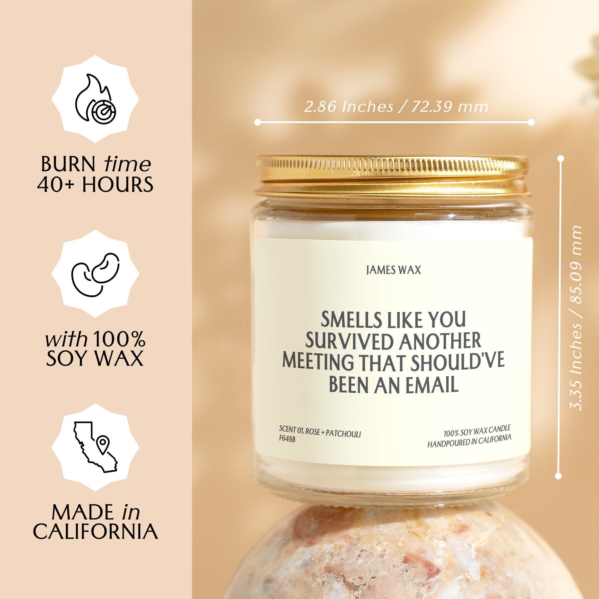 a jar with a label that says smells like you survived another meeting that should &#39;