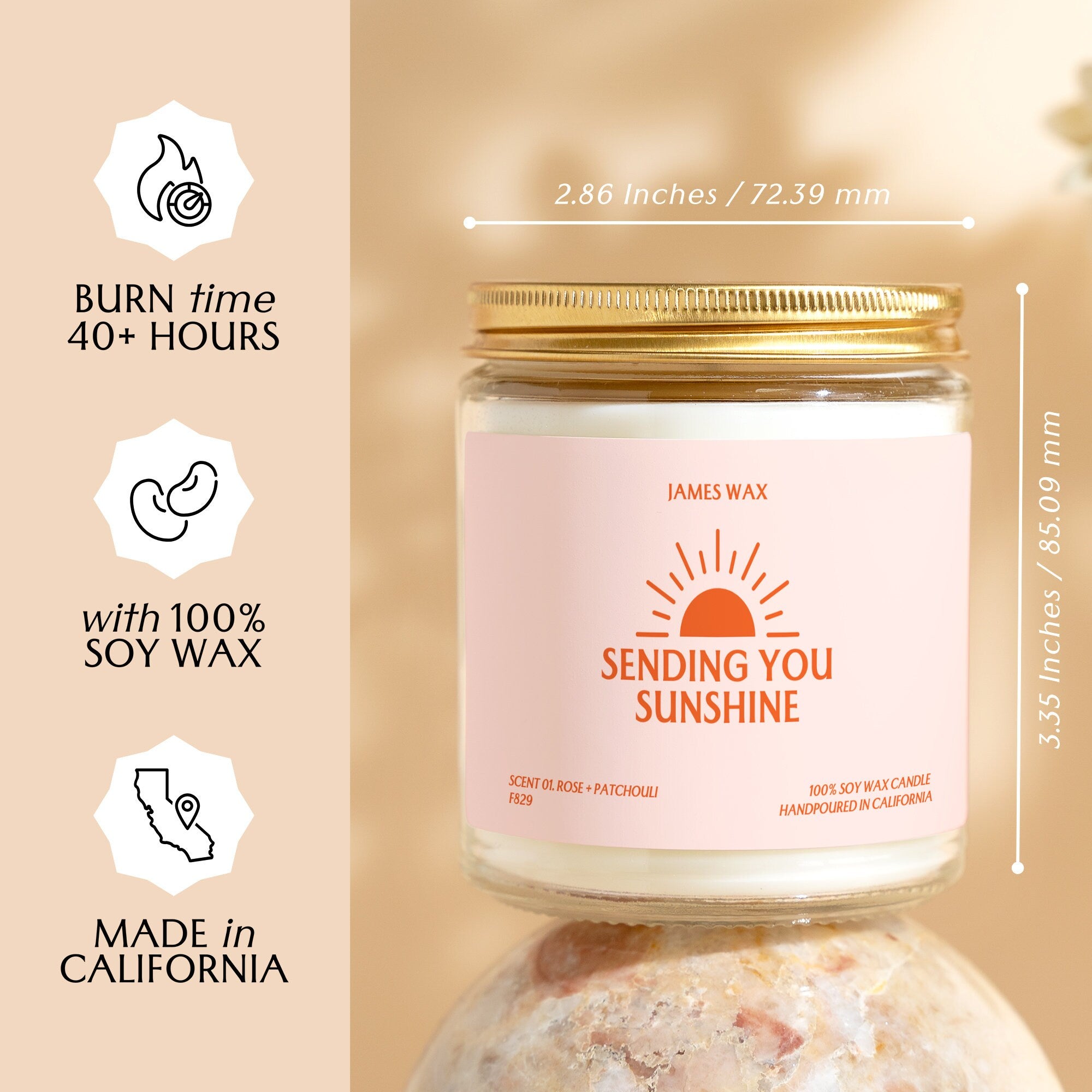 Encouragement Gift Sending You Sunshine Candle Candle For Encouragement Positivity Gift F829